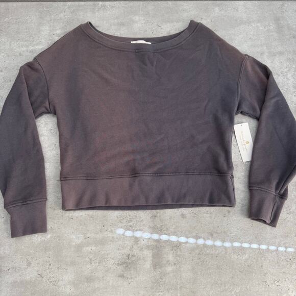 NWT Spiritual gangster La Vida off shoulder grey sun fade sweatshirt Size small - Picture 1 of 6